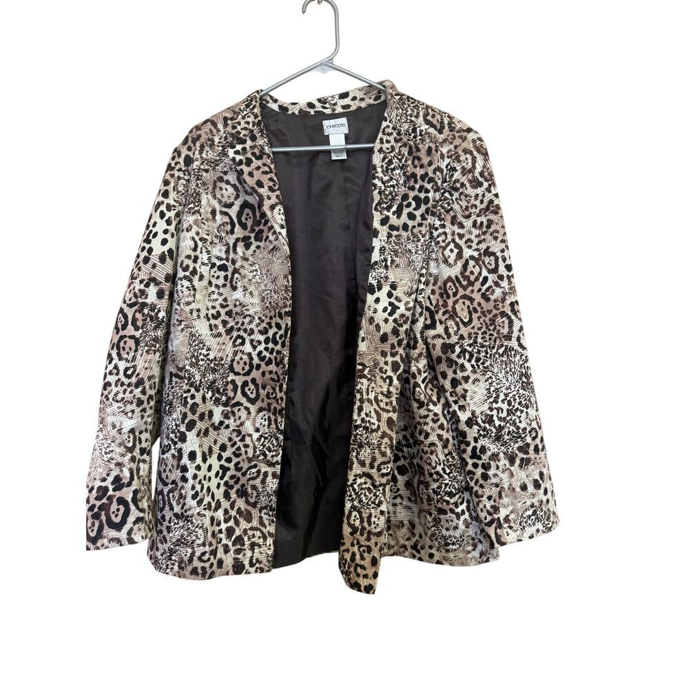 Chicos cheetah 100% cotton blazer womens size 16
